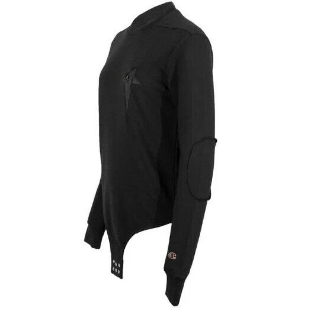 Rick Owens x Champion LS Body Chest Pentagram Sweater XS Black Defect New